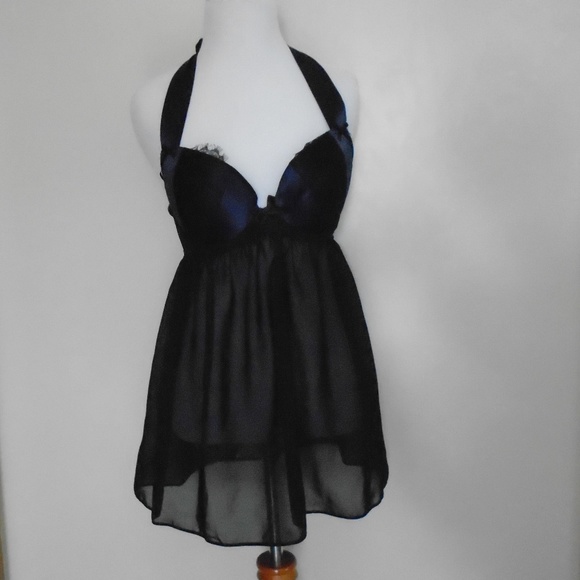 Ann Summers Halter Navy Black Babydoll Size UK 14 - Picture 2 of 6